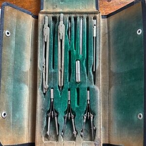 Vintage Drafting Tool Set in Green Case